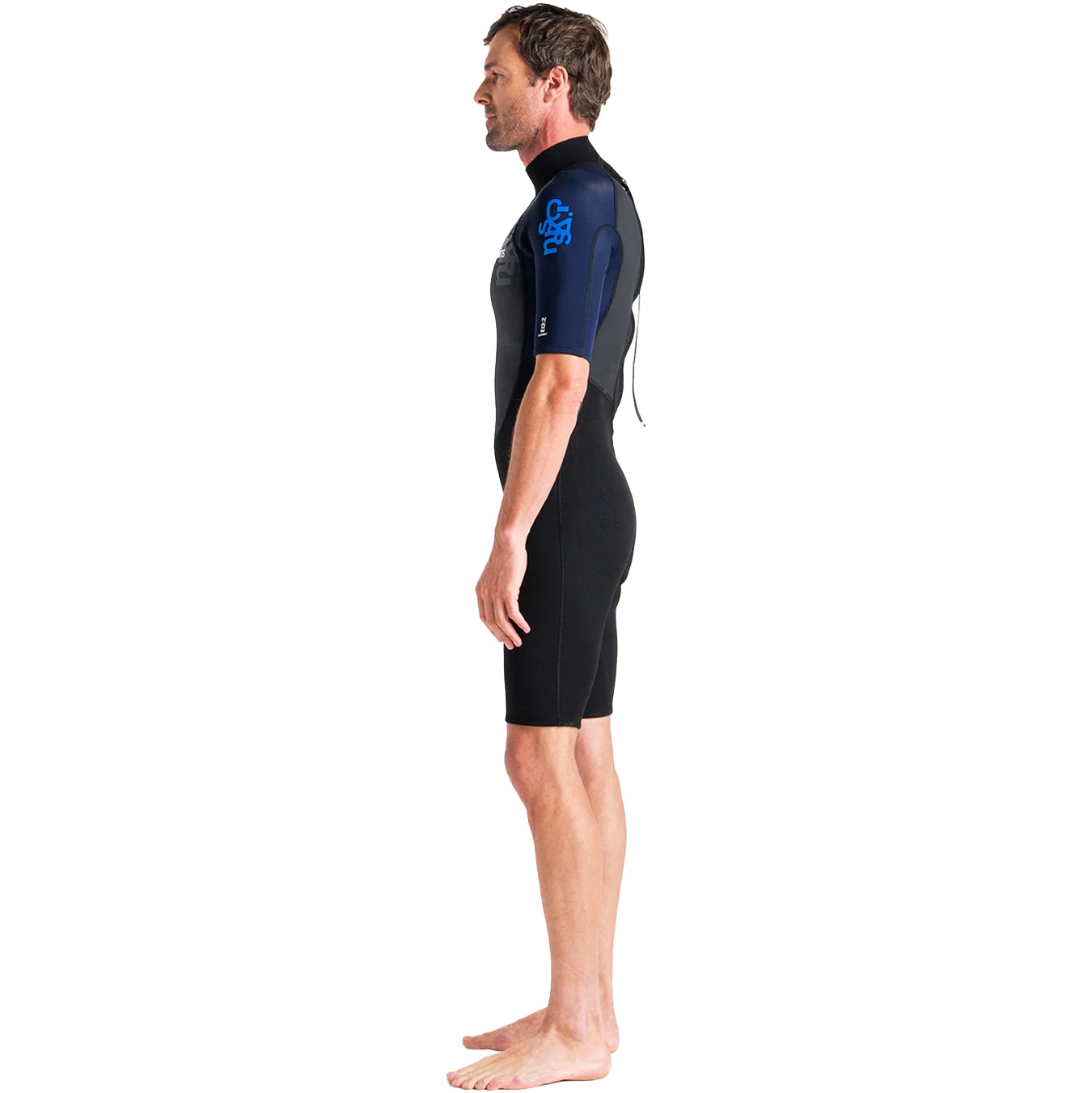 2026 C-Skins Mens Element 2 3/2mm Back Zip Shorty Wetsuit C-EL32SHM - Black / Slate / Cyan